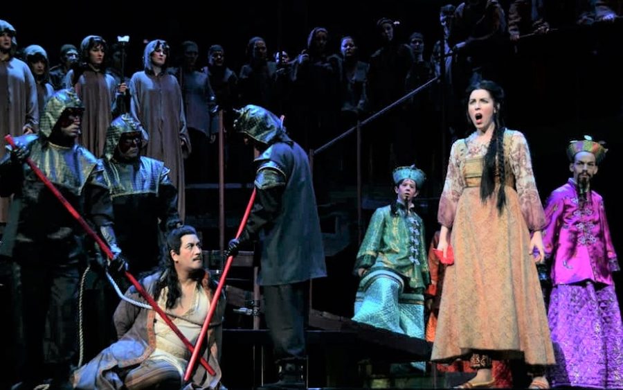 Lowder (front left) performs Turandot with the Cedar Rapids Opera Theater. Photo Submitted.